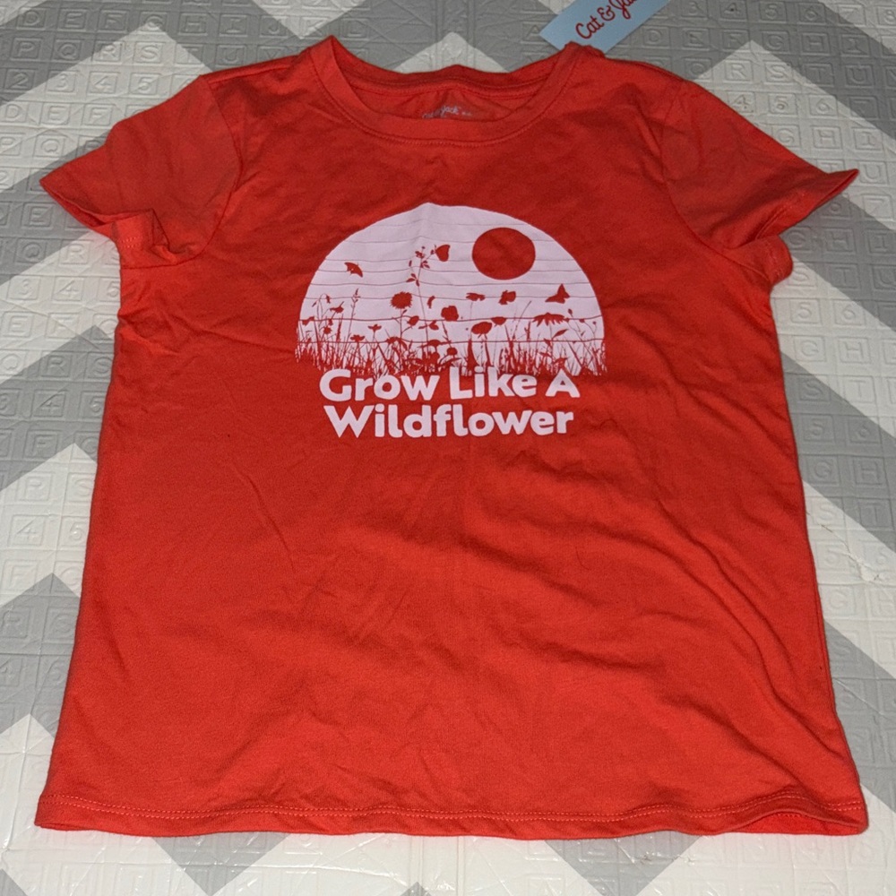 Orange Graphic Tee - "Grow Like A Wildflower" 8